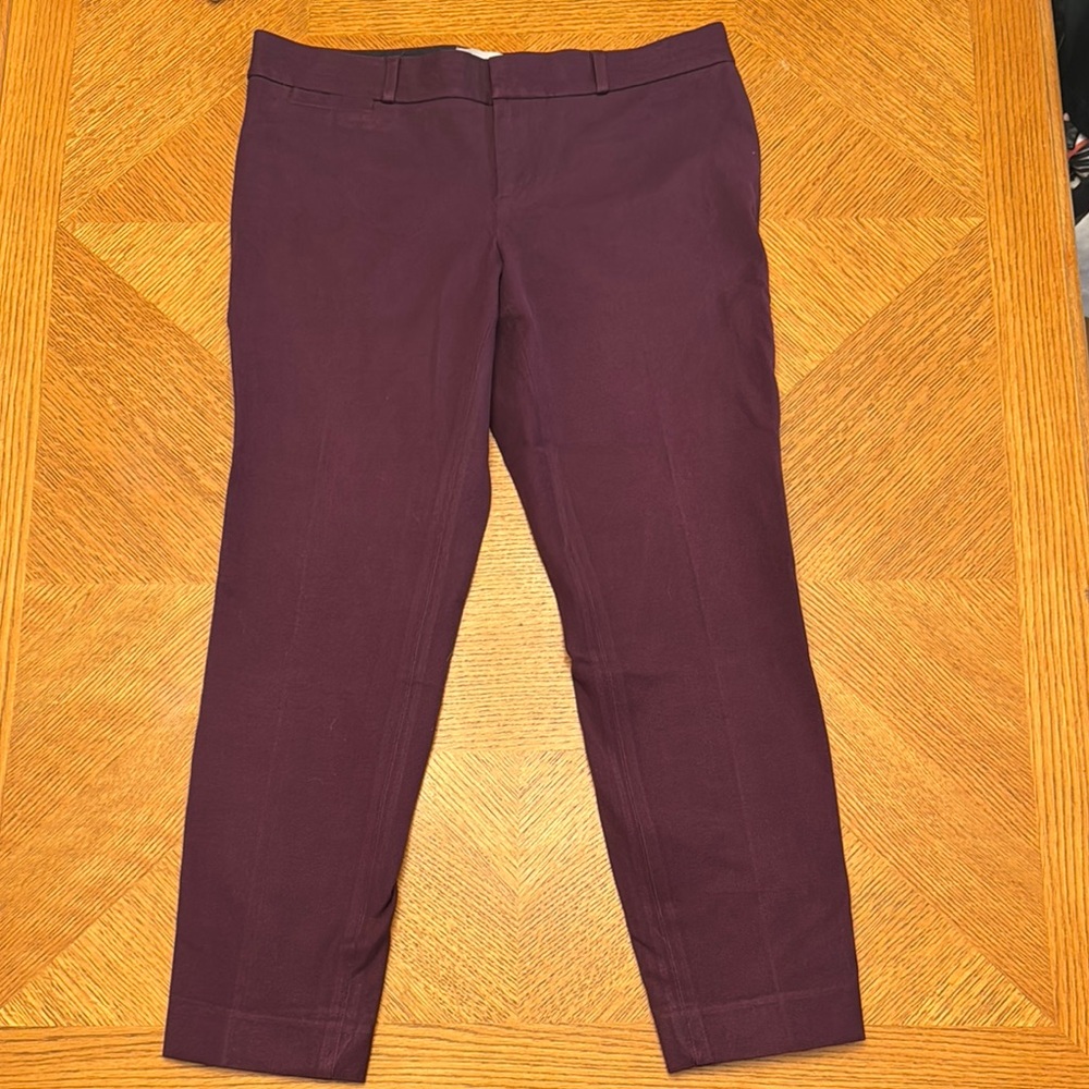 Banana Republic Burgundy Crop Sloan Fit Pants Size 8 - Picture 2 of 8